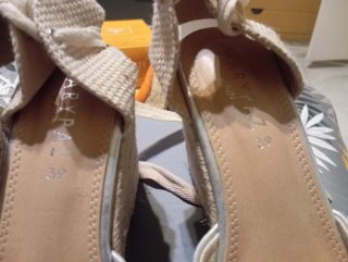 Zapatillas esparteñas cuña beige y plata