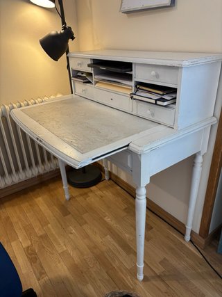 Escritorio Secretarial Vintage Blanco con Hutch