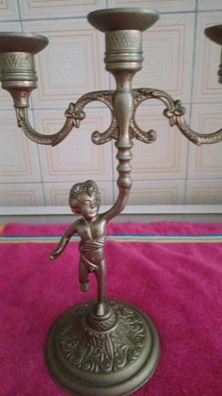 Candelabros Vintage Querubines Bronce