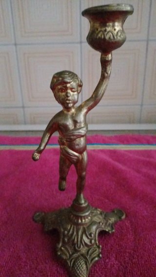 Candelabros Vintage Querubines Bronce