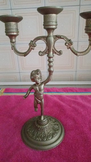 Candelabros Vintage Querubines Bronce