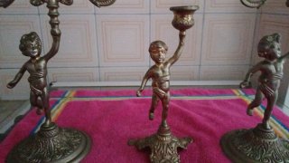 Candelabros Vintage Querubines Bronce