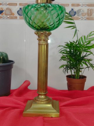 Quinqué Francés Antiguo Verde