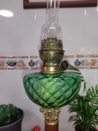Quinqué Francés Antiguo Verde