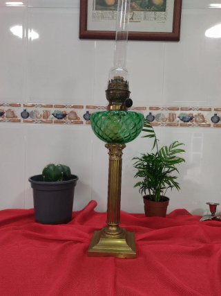 Quinqué Francés Antiguo Verde