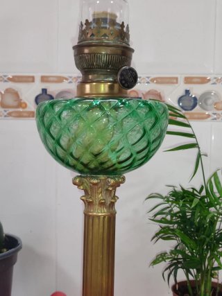 Quinqué Francés Antiguo Verde