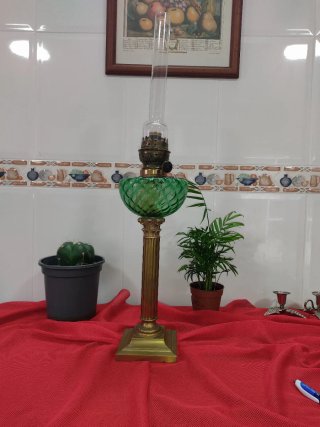 Quinqué Francés Antiguo Verde