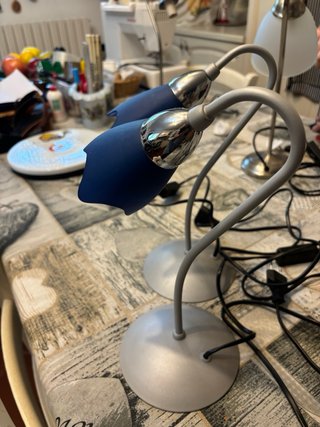2 Lampade da tavolo design blu/argento