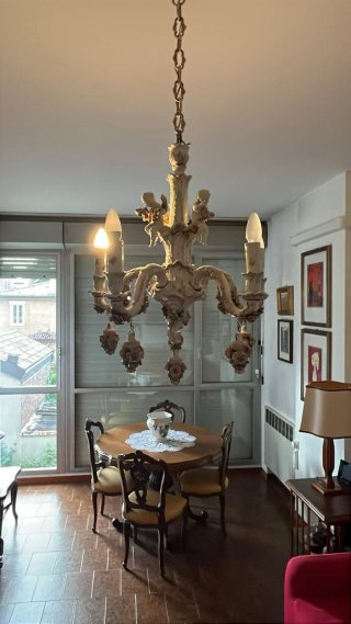 Lampadario Meissen porcellana e metallo