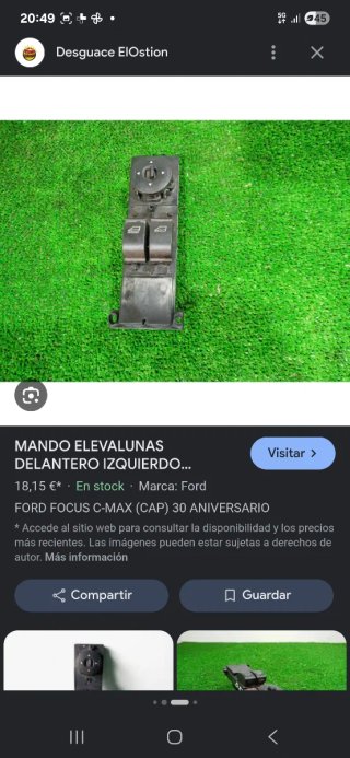 Mando Elevalunas Ford C-Max 2011-2014 Dcho