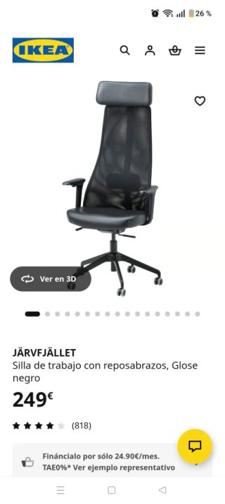 Silla de oficina ergonómica gris/ negro