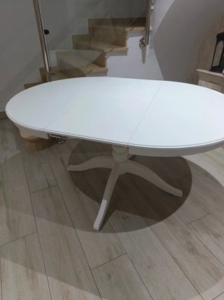 Mesa redonda extensible blanca