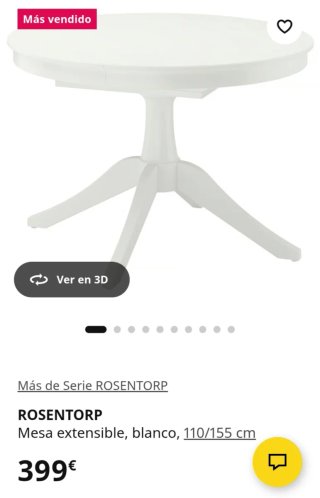 Mesa redonda extensible blanca