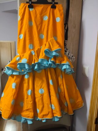 Vestido Flamenco Niña Lunares Naranja