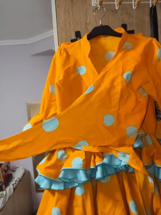 Vestido Flamenco Niña Lunares Naranja