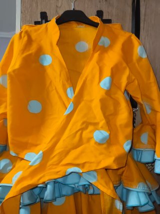 Vestido Flamenco Niña Lunares Naranja