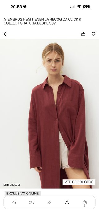 Vestido camisero H&M lino rojo teja.