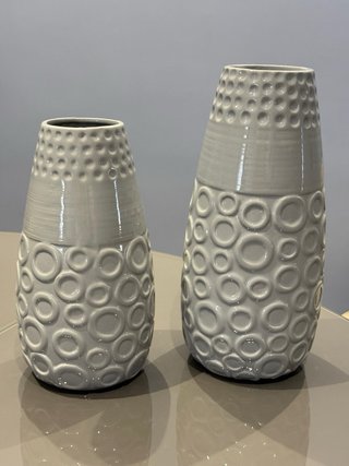 Coppia vasi grigi in ceramica