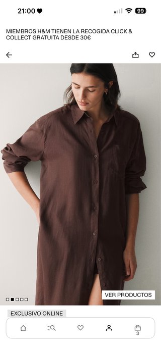 Vestido camisero largo H&M marrón