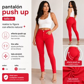 Pantalón Push Up Rojo Talla XS.