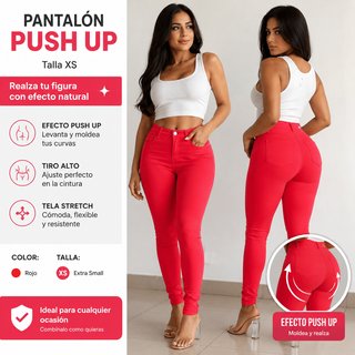 Pantalón Push Up Rojo Talla XS.
