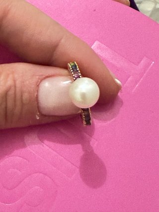 Anillo Tous Oro Perla y Circonitas