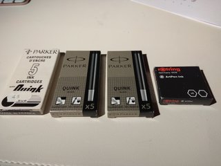 Cartucce d'inchiostro Parker Quink e Rotring