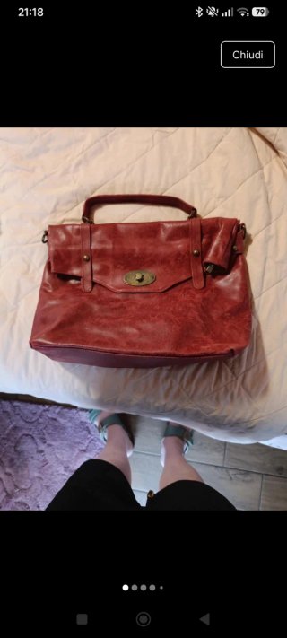 Borsa Pelledoca bordeaux con tracolla vera pelle