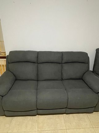 Sofá Reclinable Gris Tela