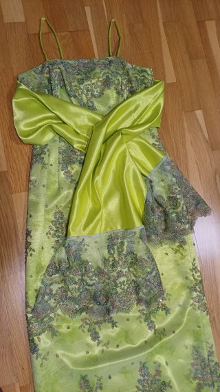 Vestido largo fiesta verde lentejuelas