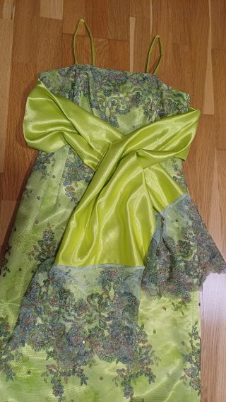 Vestido largo fiesta verde lentejuelas