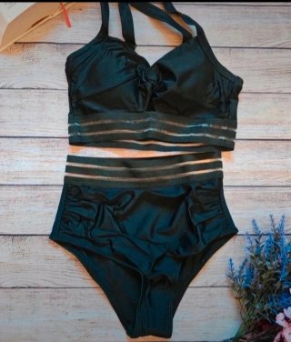 Bikini nero donna a vita alta misura S