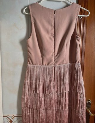 Vestido rosa con flecos talla M