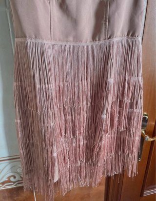 Vestido rosa con flecos talla M
