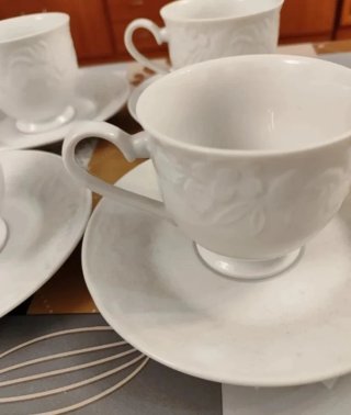 Juego 6 Tazas Porcelana Blancas