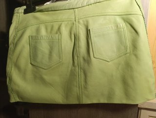 Gonna pelle vita bassa menta S atelier
