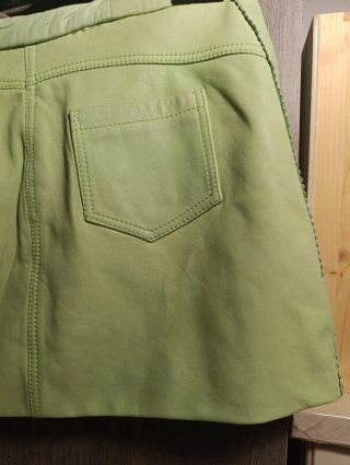 Gonna pelle vita bassa menta S atelier