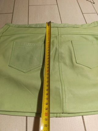 Gonna pelle vita bassa menta S atelier