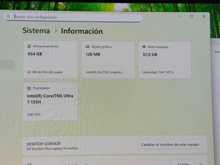 PORTATIL HP OLED 14” 32GB 1TB ULTRA I7
