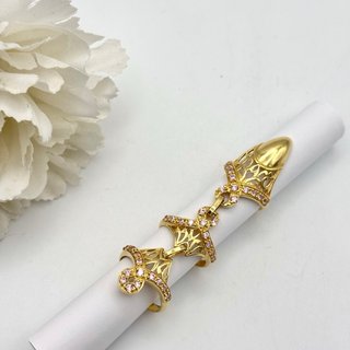 Anillo triple de oro 18kt con gemas rosas