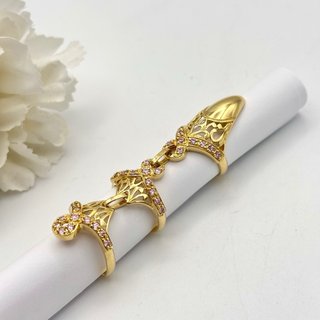 Anillo triple de oro 18kt con gemas rosas
