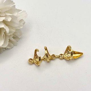 Anillo triple de oro 18kt con gemas rosas