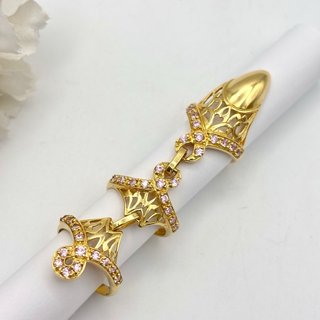 Anillo triple de oro 18kt con gemas rosas