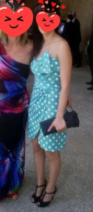 Vestido turquesa con lunares