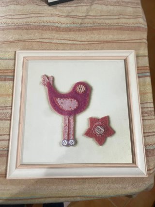 Quadro decorativo uccellino e fiore