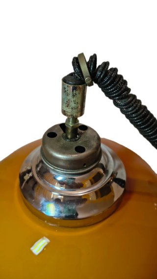 Lampadario Space Age Arancione Vetro Metallo 1975