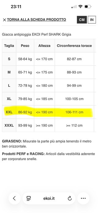 Giacca antipioggia Ekoi Shark XXL