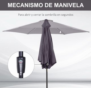 Parasol de Jardín Reclinable con Manivela