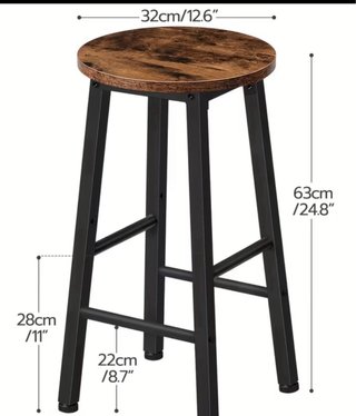 2 Sedie Alte Sgabelli in Legno e Metallo Nuove