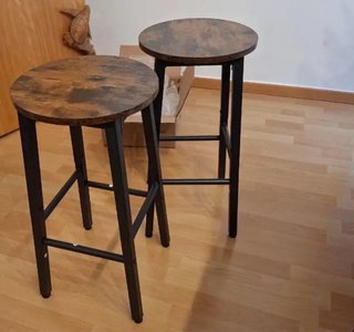 2 Sedie Alte Sgabelli in Legno e Metallo Nuove